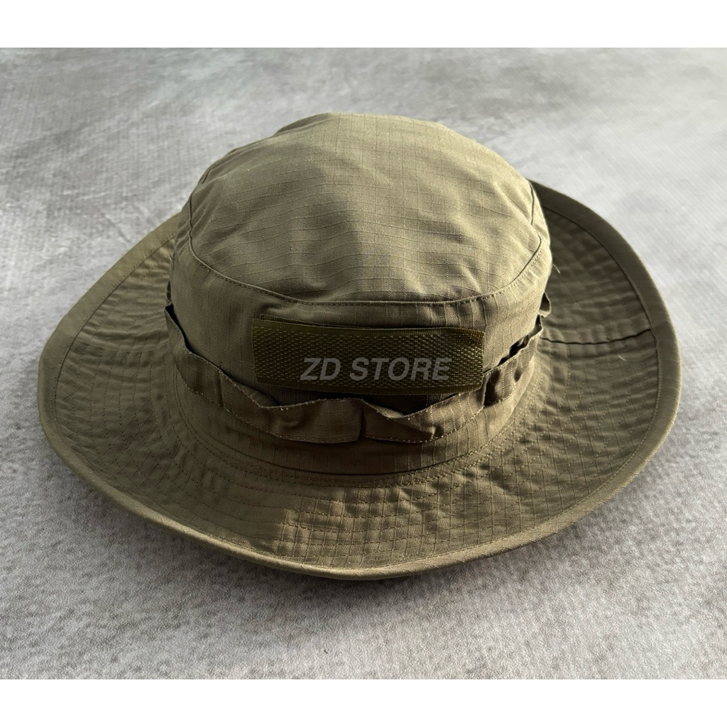 Topi Rimba TACTICAL Hijau Jatah BRIMOB/Topi Rimba Perekat Hijau