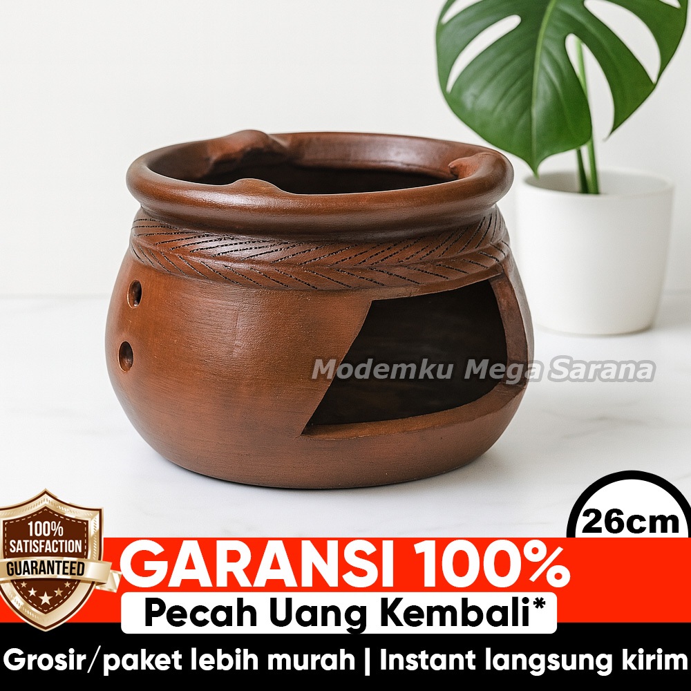 Gerabahku | Tungku Kayu Bakar Jumbo Besar Tanah Liat Gerabah Kren Keren Tradisional - Diameter 26 cm