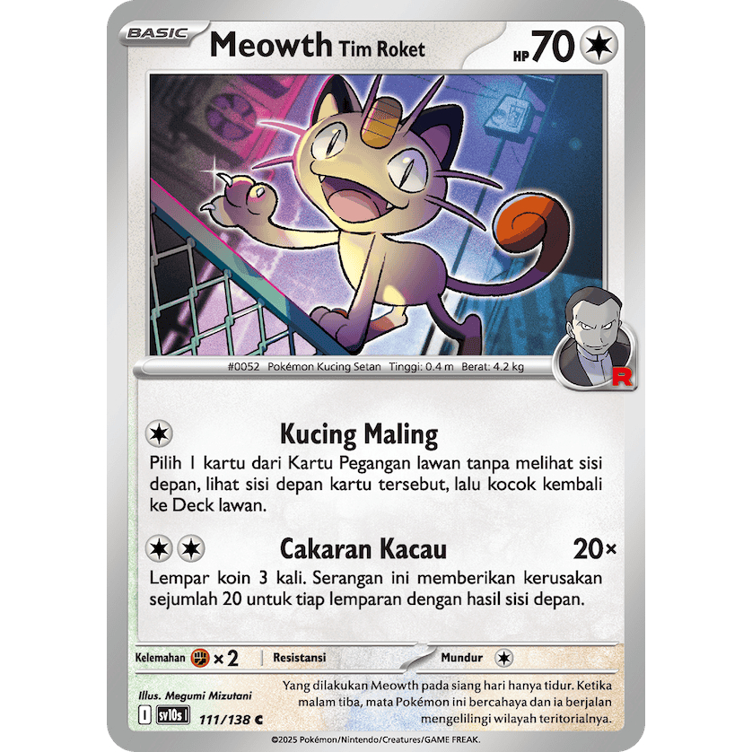 Meowth Tim Roket C sv10s 111/138 - Kehadiran Juara - POKEMON TCG INDONESIA