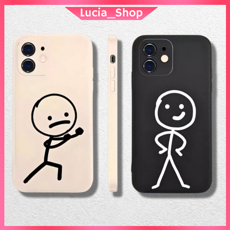Case Vivo Y12S Y20 Y20S Y91 Y95 Y91C Y93 Y93 Finggerprint Casing Softcase Stick Couple Estetic Hitam