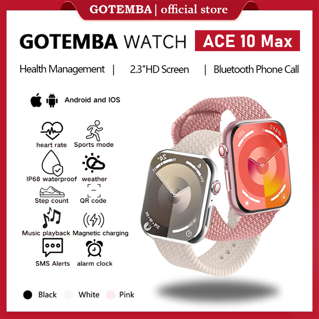 [PROMO SPECIAL] Original GOTEMBA Smartwatch Watch10 ACE Max 2.2inch Layar Sentuh 45Mm Layar Penuh Ja