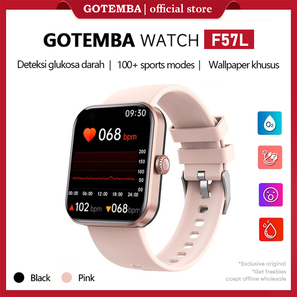 【100%Ori】GOTEMBA Smartwatch F57L 1.91HD inci Music playback 50+ mode olahraga Screen Deteksi glukosa
