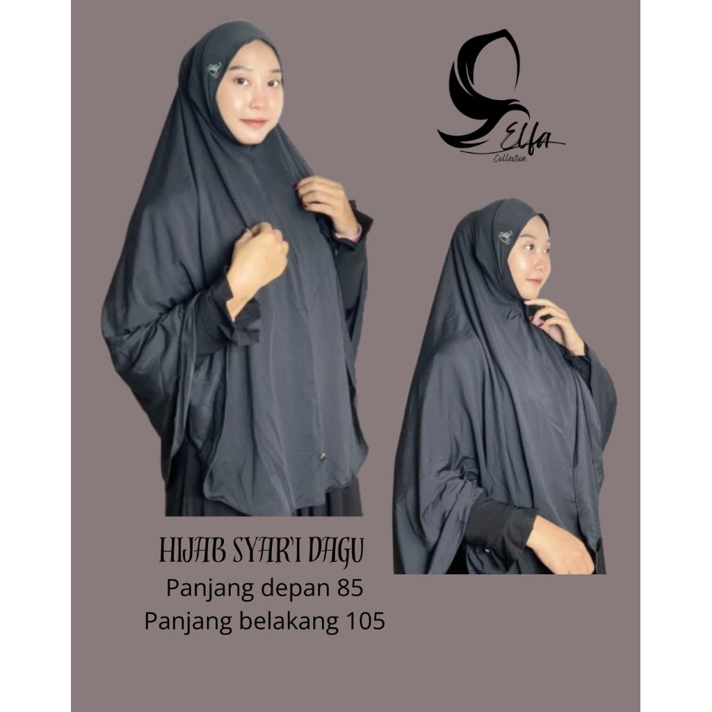 Hijab Syar'i Dagu warna putih dan Hitam Bahan Jersy Joya premium by Elfa Collection hijab