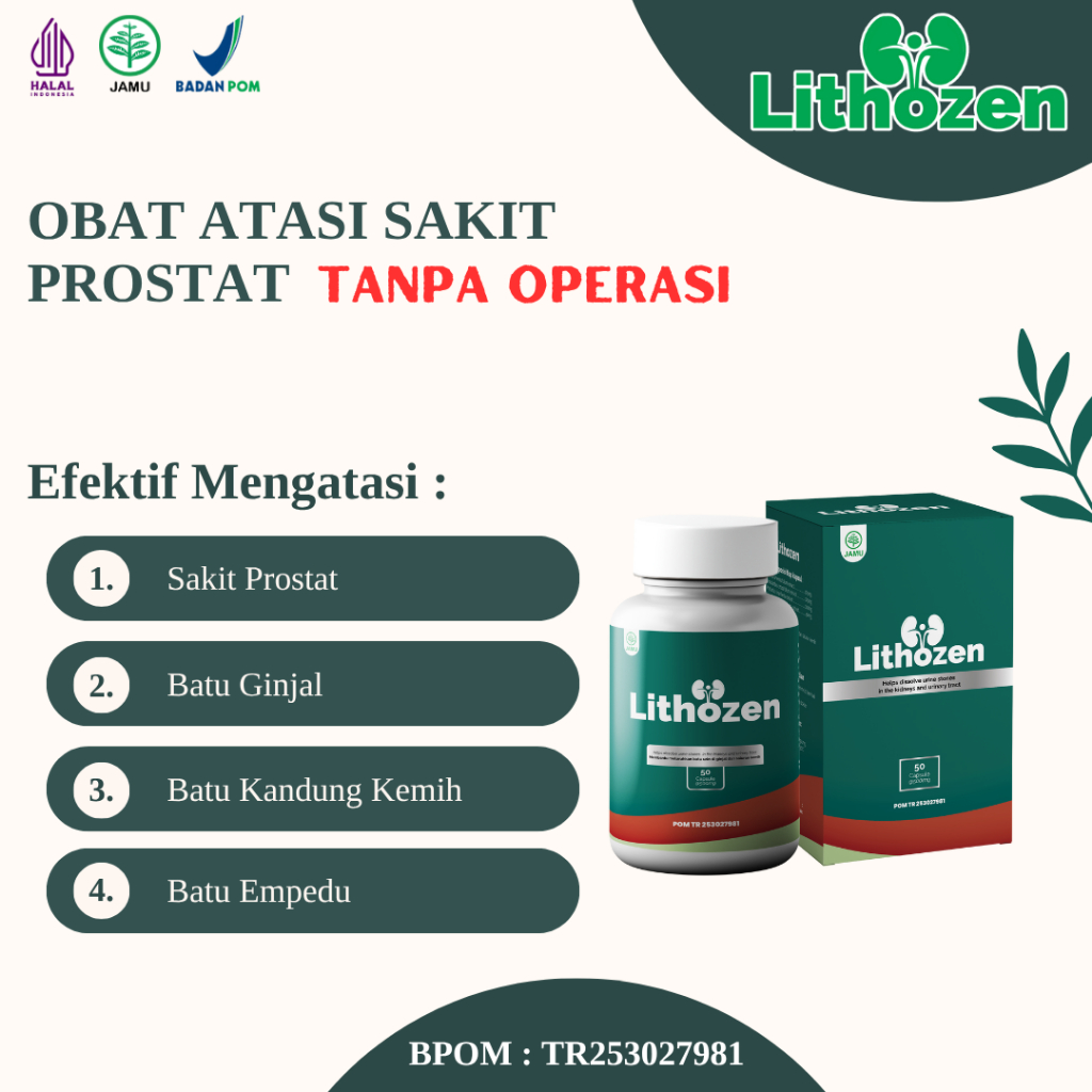 Obat Prostat Infeksi Saluran Kencing Infeksi Kandung Kemih Saluran Kemih 100% Herbal - Lithozen