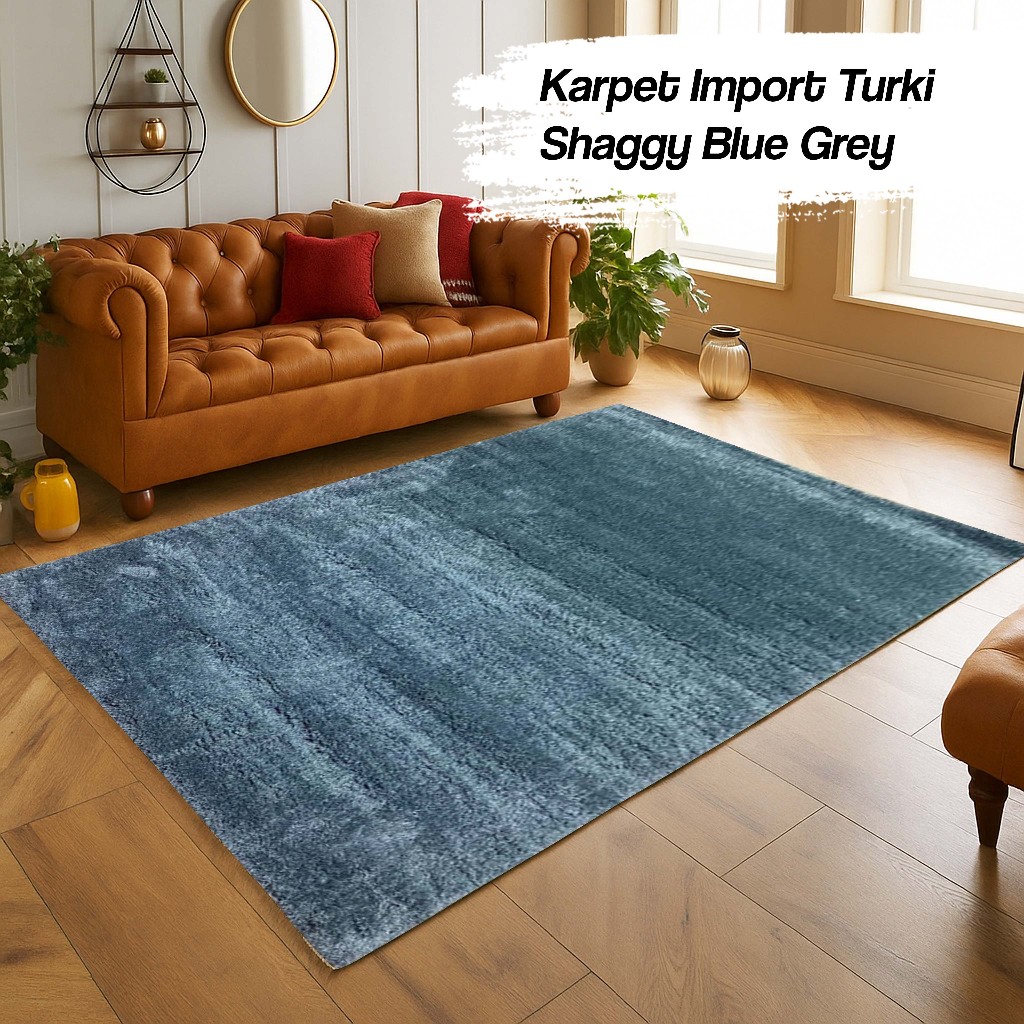 Permadani Turki Karpet Import Asli Turki 200x290 Shaggy Blue Grey, Karpet Lorong, Karpet Bulu Permad