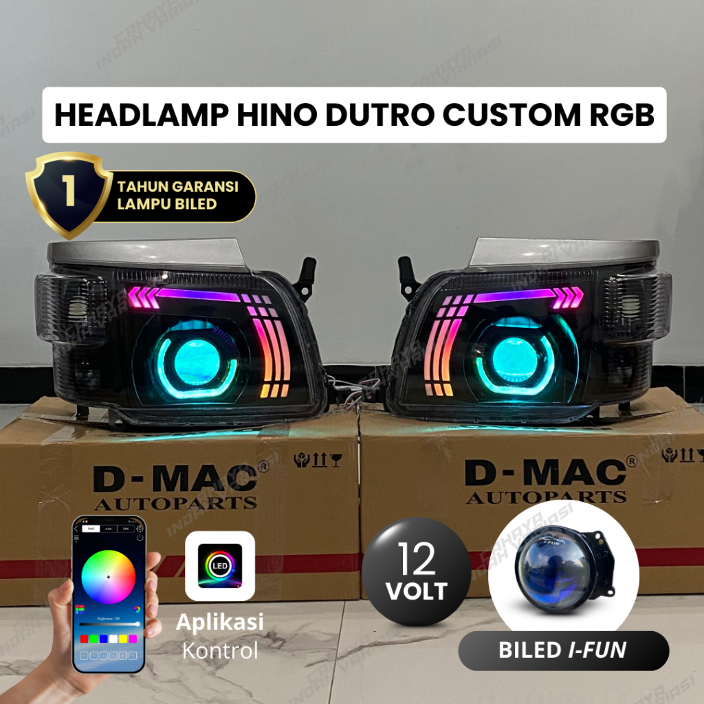Head Lamp Hino Dutro Set Biled Custom RGB Headlamp Truk Hino Dutro Dyna Euro 2 Euro 4 Lampu Depan Hi