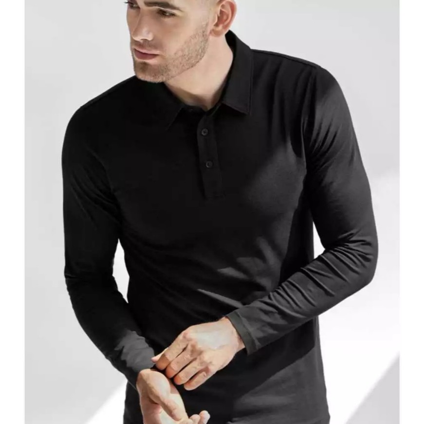 Kaos kerah polo lengan panjang icesilk seamless tanpa jahitan original dry fit baju Golf