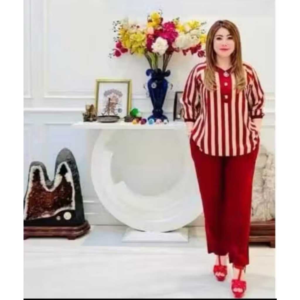 PROMO Setelan Salur Jumbo Wanita Katun Twill Mewah SETELAN ANDIN TERVIRAL DAN TERBARU/setelan andin 