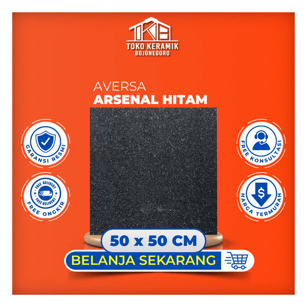 Keramik Lantai Matte Kasar 50x50 cm Anti Slip Aversa | Arsenal Hitam kw IV
