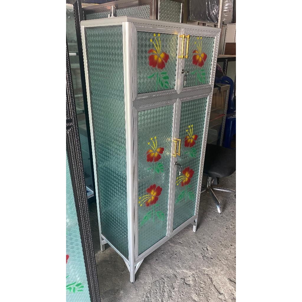 Lemari Rak Piring Kaca Aluminium