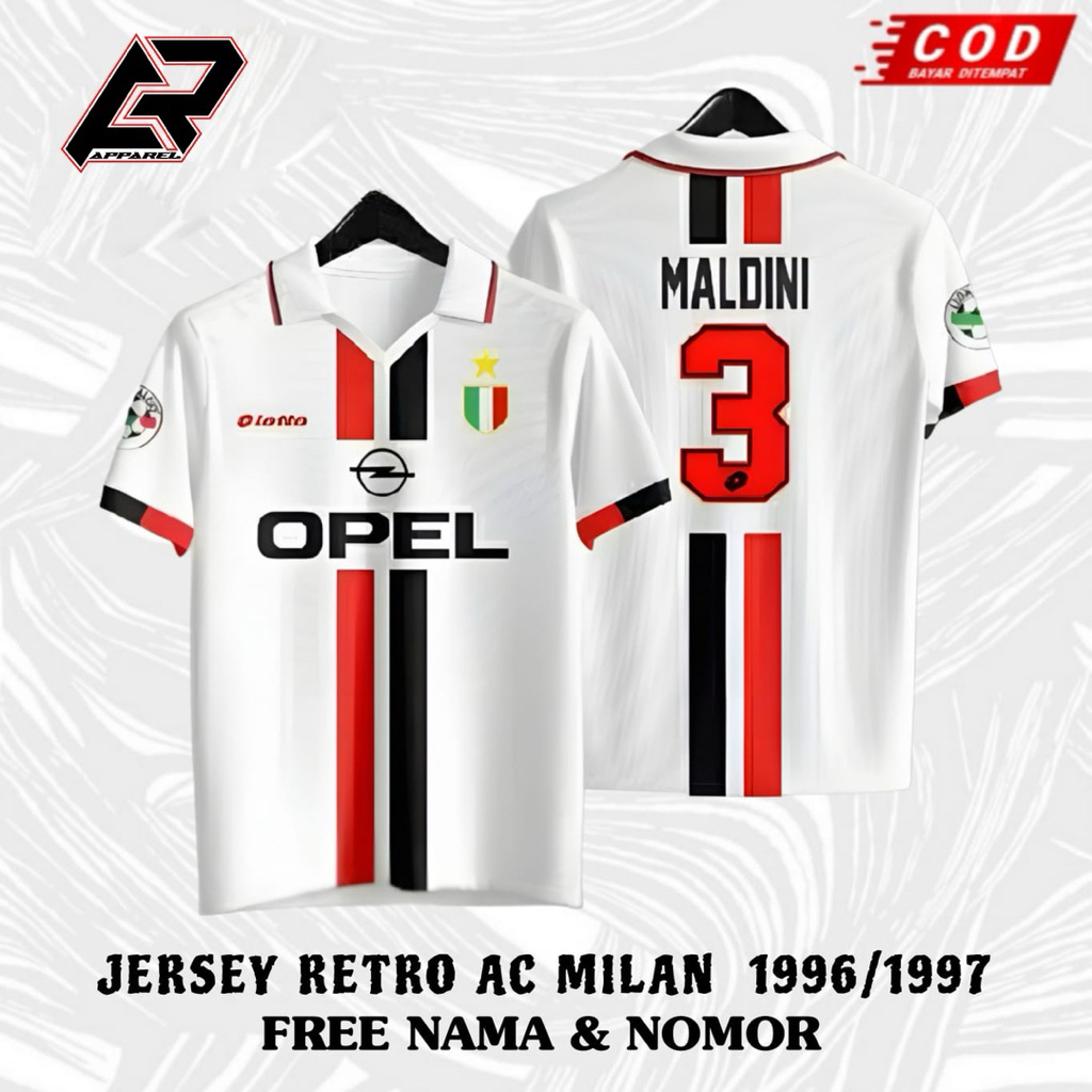 JERSEY A.C.M 1996/1997 EDISI MALDINI FREE NICKNAME & NOMOR