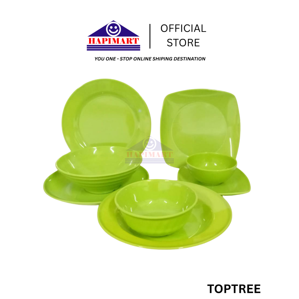 Peralatan Makan Melamin, Peralatan Makan Unik, Kebutuhan Rumah Tangga, Premium Varian Hijau.