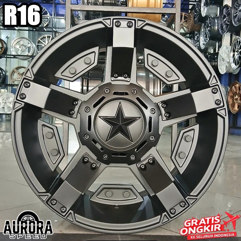 Velg mobil offroad ring 16 Rush Terios Xtrail Innova Feroza Taft Jimny Escudo Pelek HSR RASTA 2 R16