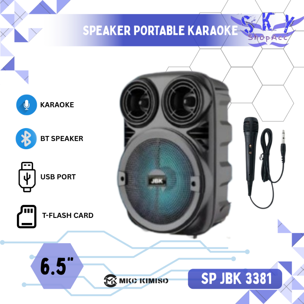 Speaker JBK 3381 Portable Bluetooth Series JBK 6.5 Inch Free Microphone