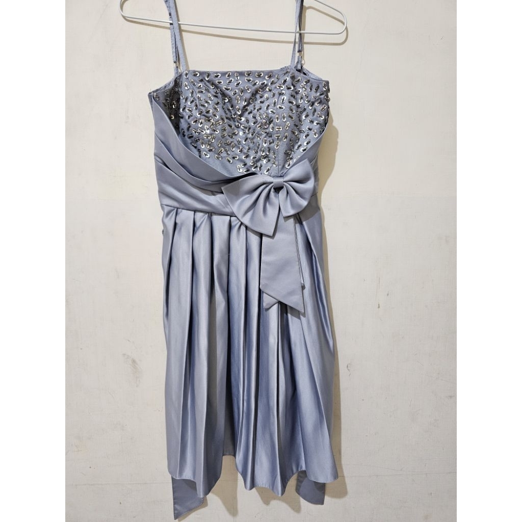Preloved Blue Gray Party Dress / Dress Pesta Payet Biru Abu