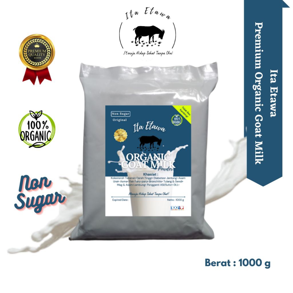 Susu Kambing Non Sugar Premium Ita Etawa Organik Goat Milk Powder 1 Kg Susu Kambing Murni Organik Ra
