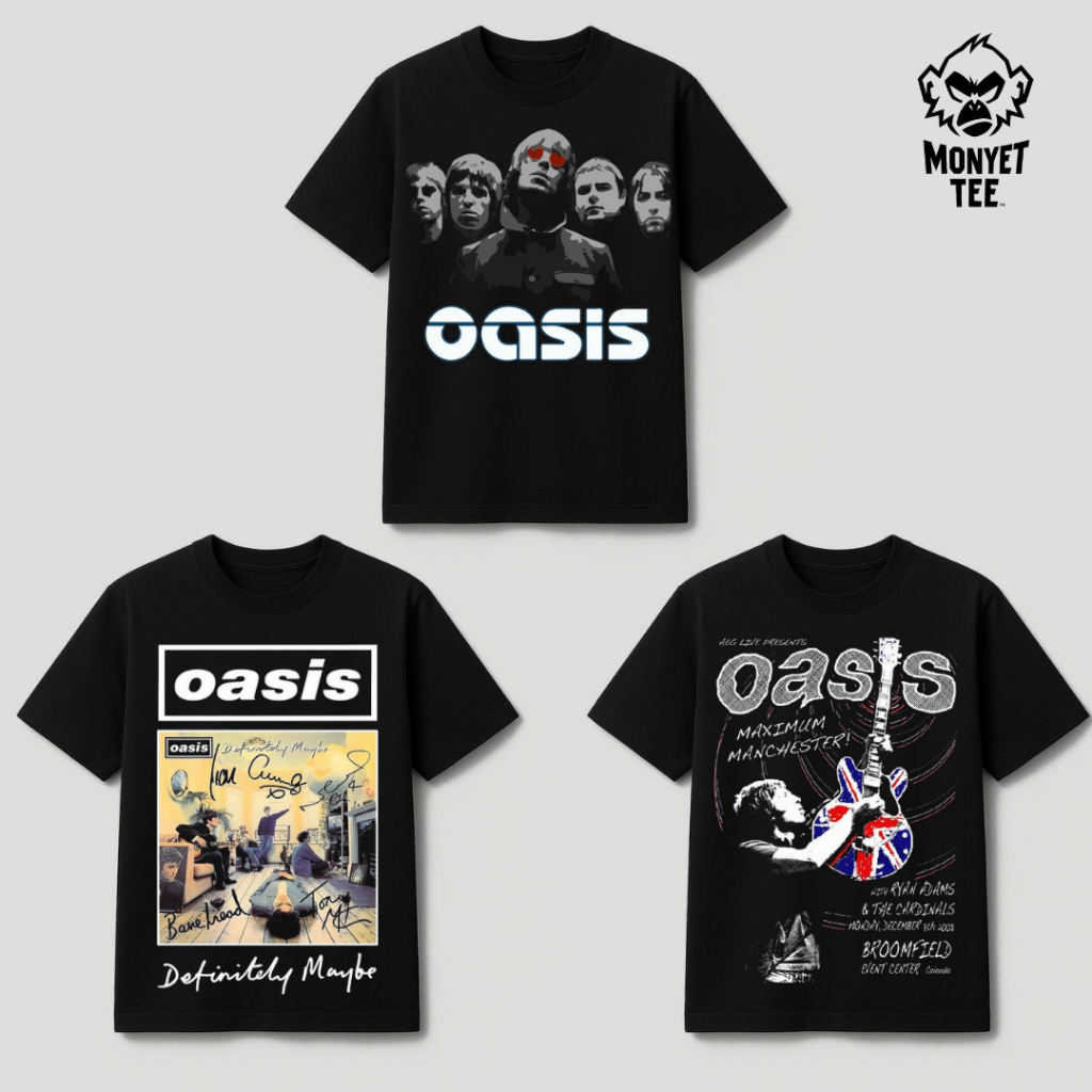 Kaos Band Oasis Original | T-Shirt Oasis Unisex Cotton Combed