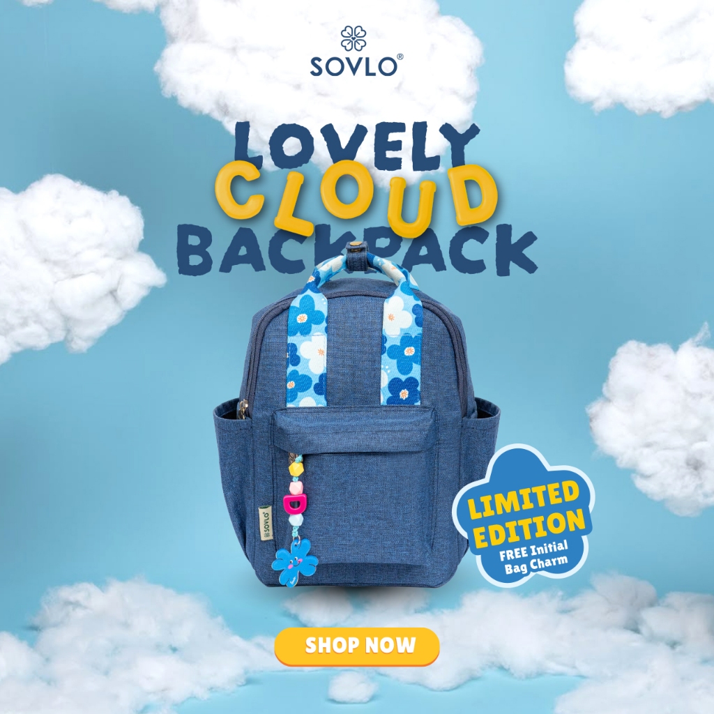 [LIMITED EDITION] Sovlo Lovely Cloud Backpack | Tas Ransel Wanita | Free Initial Bag Charm