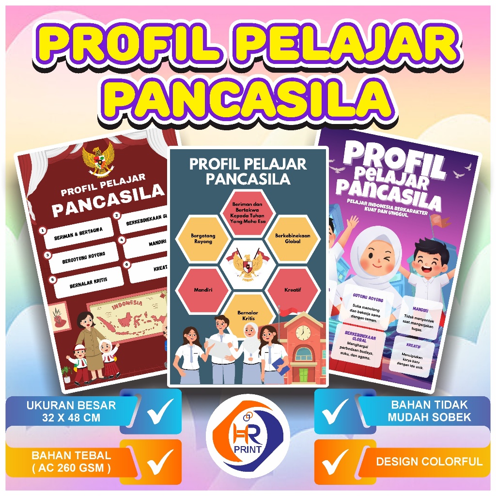 POSTER PROFIL PELAJAR PANCASILA / POSTER SEKOLAH/KELAS / POSTER EDUKASI PERATURAN KELAS