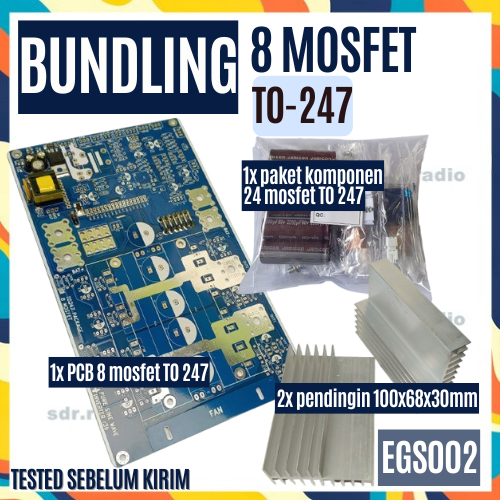 Jtterang Siap Rakit Paket Bundling Inverter 8 Mosfet To-247 Low Frequency Komponen Siap Solder Pcb