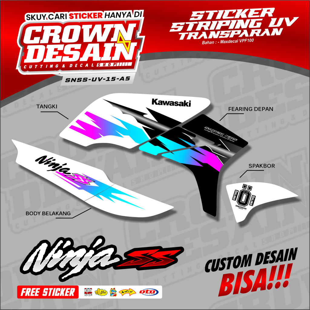 Striping Variasi NINJA SS Transparan-striping sticker ninja ss rr new transparan racing-SNSS-UV