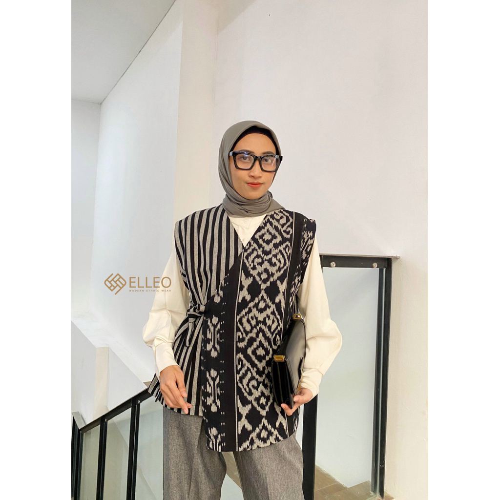 EIKO VEST TENUN Blouse Tenun Batik Etnik Modern Wanita - Atasan Casual - Vest Tenun Hijab Friendly