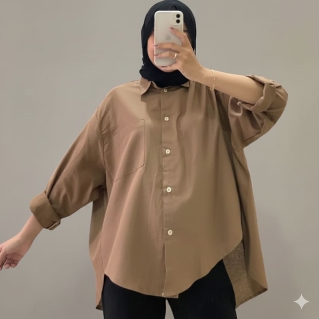 Kemeja Wanita Jumbo Bahan Katun Toyobo