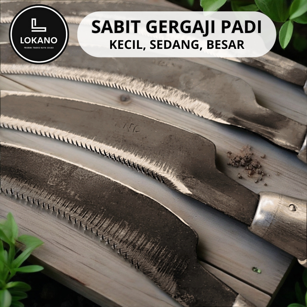 Alat Panen Padi Manual Bergerigi Arit Panen Sabit Gergaji Super Tajam Lokano