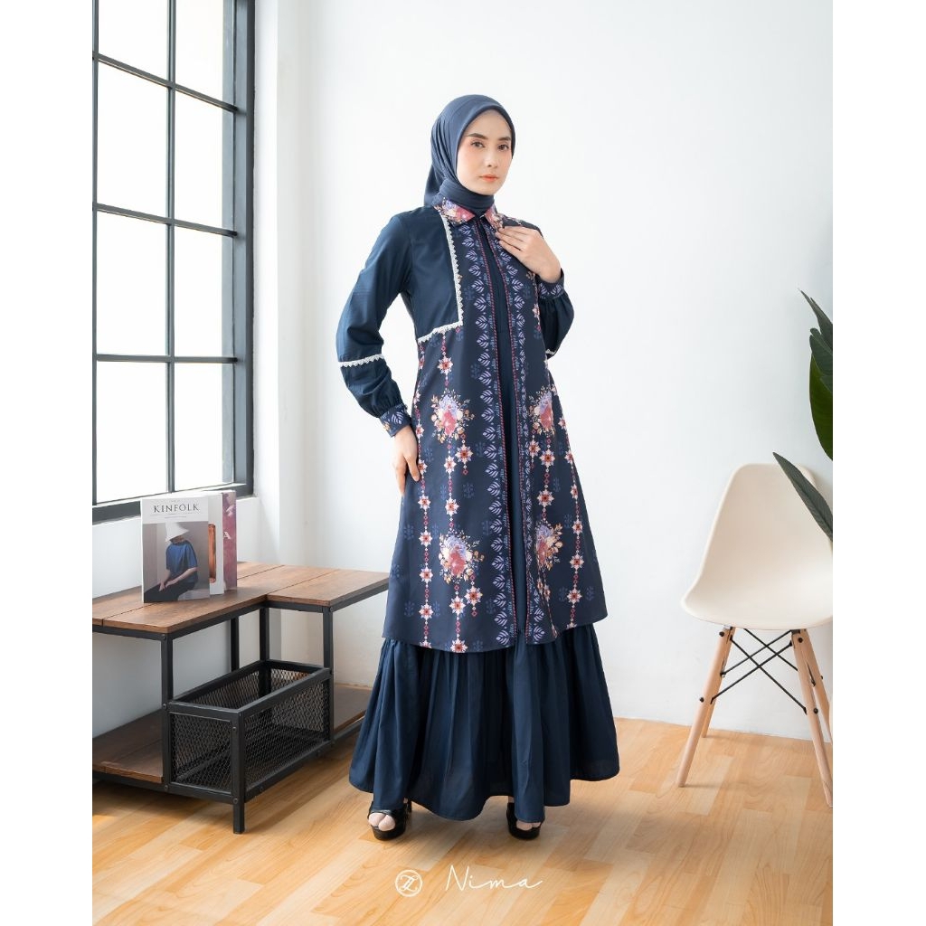 Nima dress by Zalifa gamis motif, gamis zalifa gamis motif