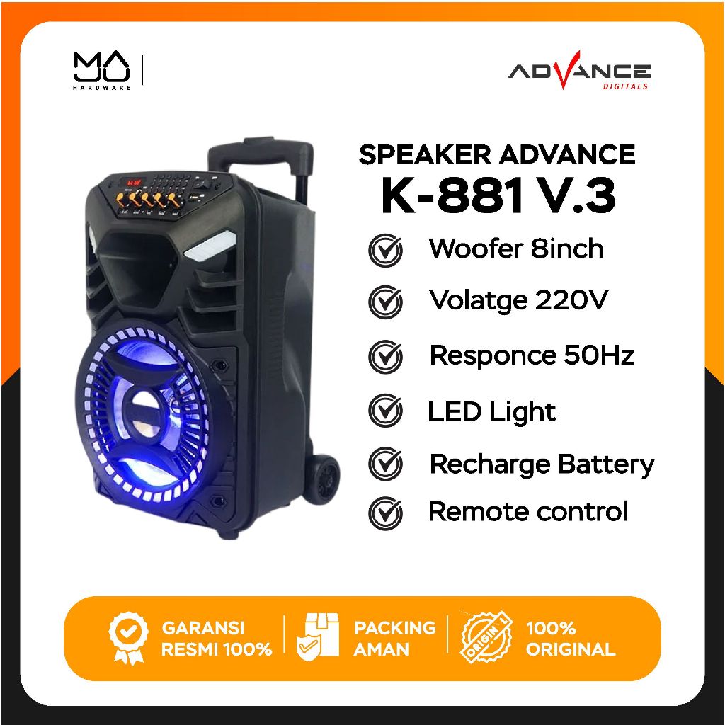 Speaker Meeting Bluetooth Portable Advance K881N K881 V.3 / Speaker Karaoke - Garansi Resmi