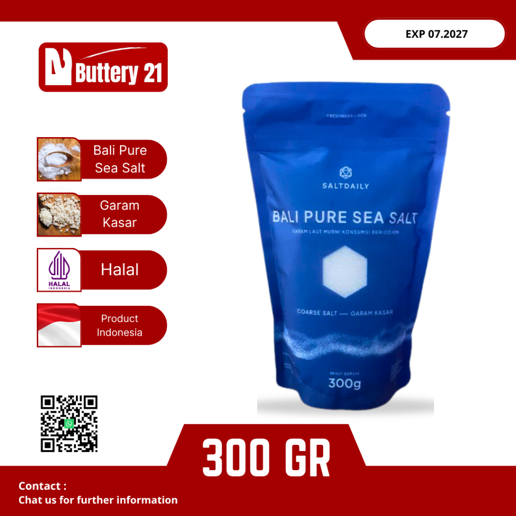 BALI PURE SEA SALT KASAR 300 GR/GARAM SALTDAILY/GARAM KASAR/COARSE SALT/GARAM MURNI LAUT