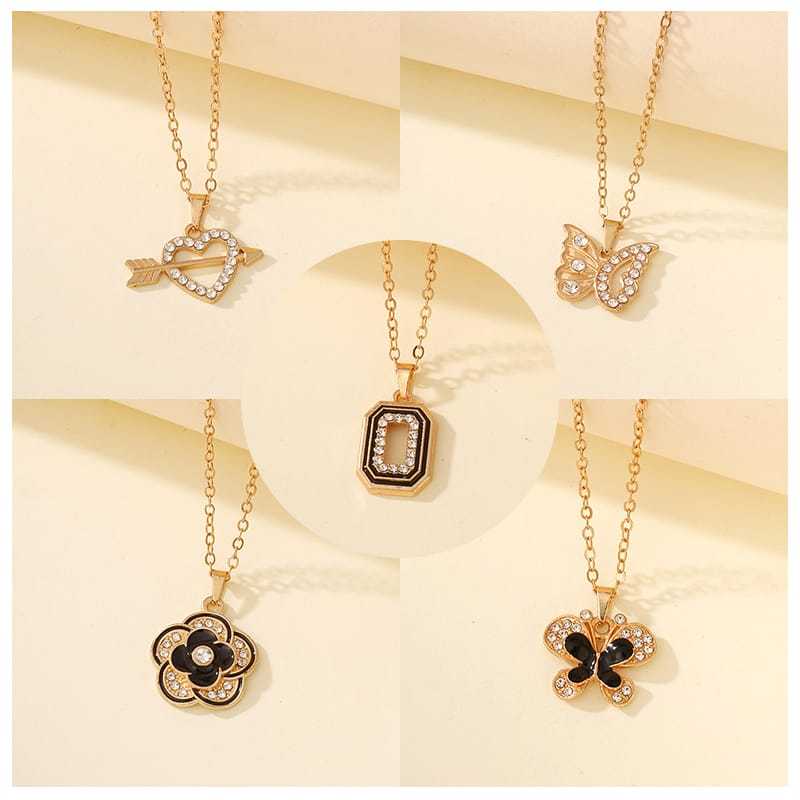 Kalung Lapis Emas Kristal Wanita Dewasa Aksesori Fashion Kalung Rantai Tahan Karat Tahan Pudar Kalun