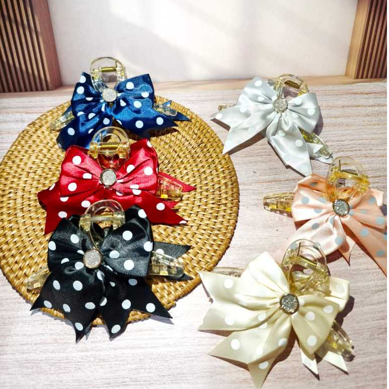 (GROSIR) 12 PCS JEPIT RAMBUT PITA, JEPIT RAMBUT POLKADOT, HAIR CLIP WANITA, JEPIT RAMBUT BESAR, AKSE