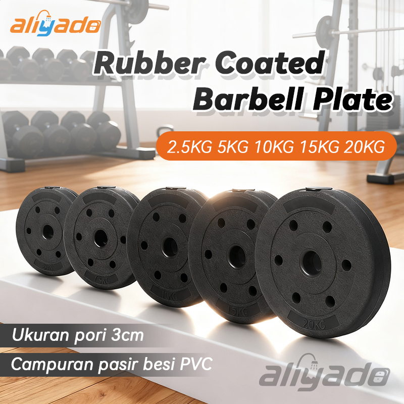 Weight Plate 3CM 2.5KG/5KG/15KG/20KG/ Plat SPORT PVC Beban Barbell Dumbell Rubber Cement Plates Alat