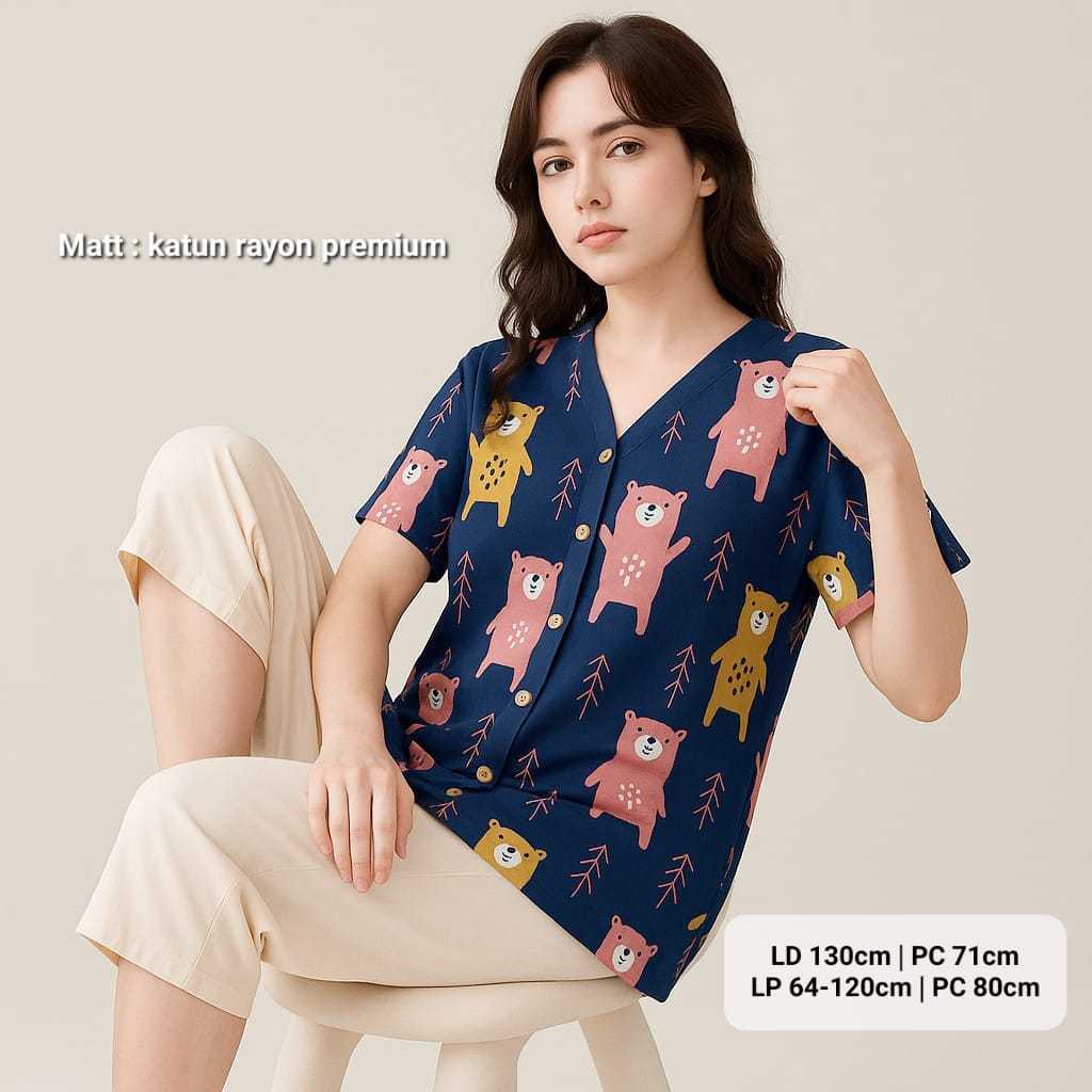 MOMMERESELLER - Setelan rayon kombinasi Jumbo / Oneset Rayon Polos 7/8 XL