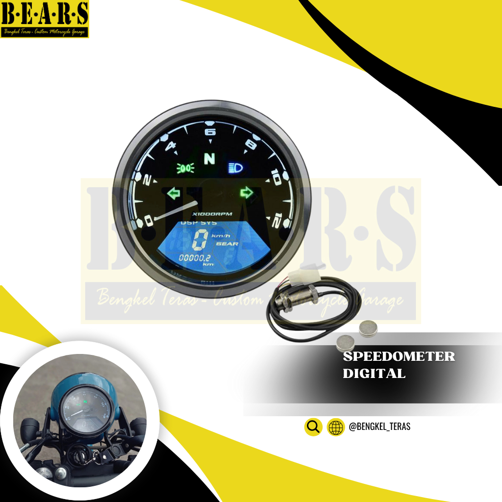 Speedometer Kilo meter Motor Custom Baboon Digital Bulat Odometer manual