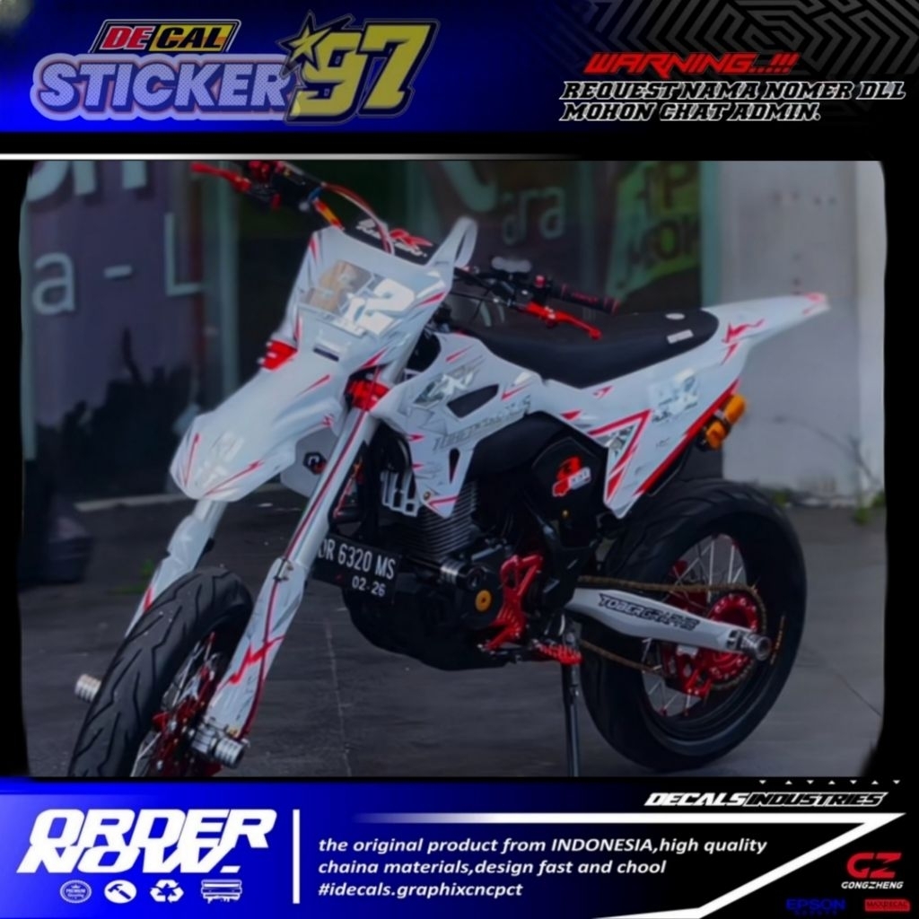DECAL CRF 450 FULL CROME PUTIH KOMBINASI MERAH TERBARU EXSTICKER97