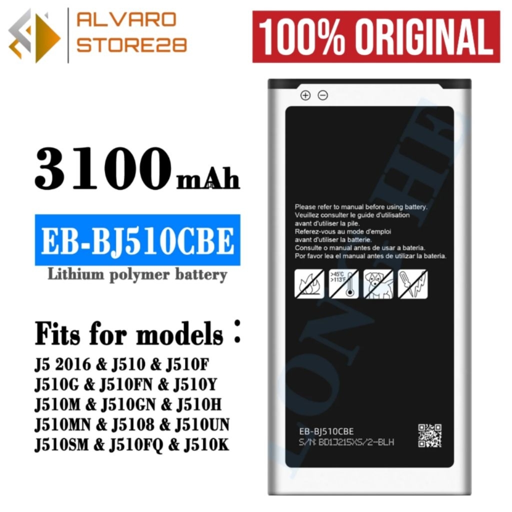 Baterai Samsung J5-2016 J5 2016 J510 EB-BJ510CBE Battery Batrai Batrei Batre