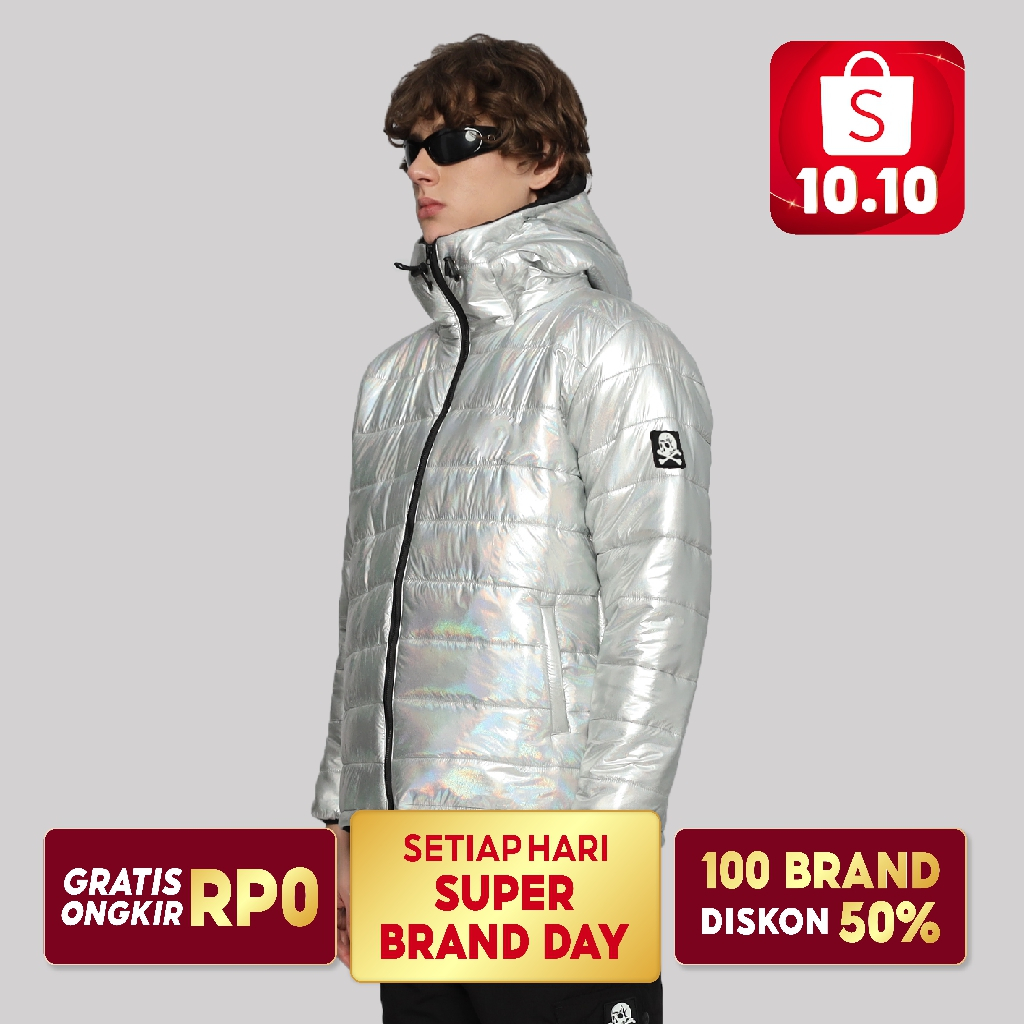 Bdgboys Jacket Puffer Hologram White & Silver