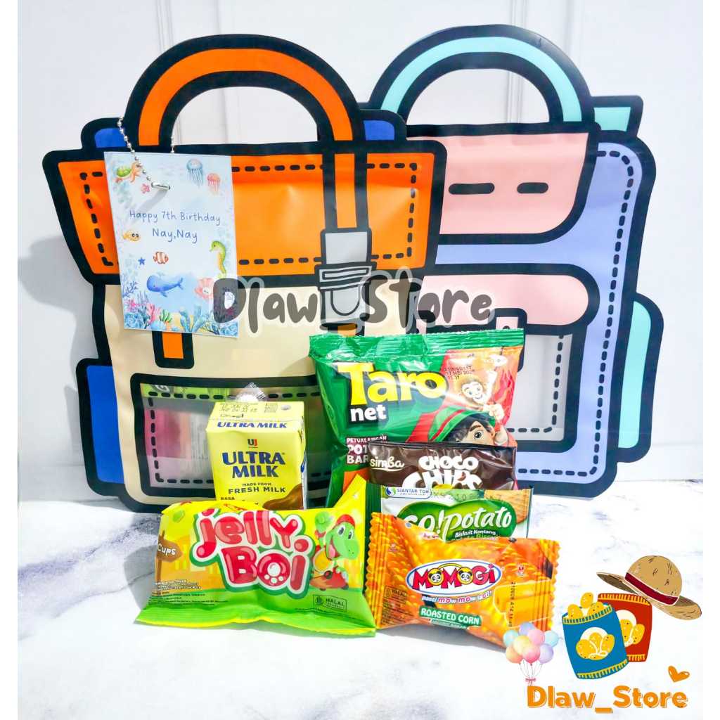 Paket Bingkisan Snack Ulang Tahun Anak Ekonomis kemasan Tas lucu