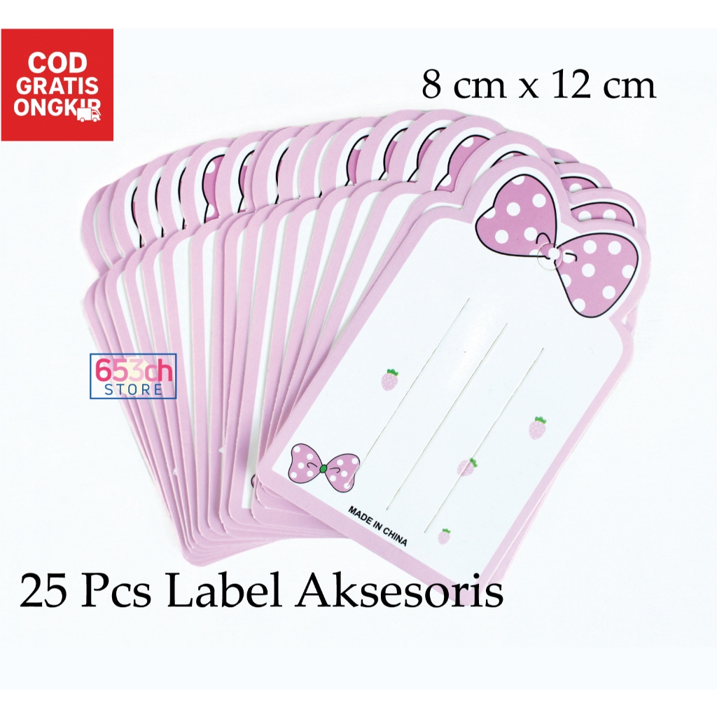 653ch.store - LABEL AKSESORIS . 25 pcs Label Jepit Rambut. Label Karet Rambut. Karton Display Hang T