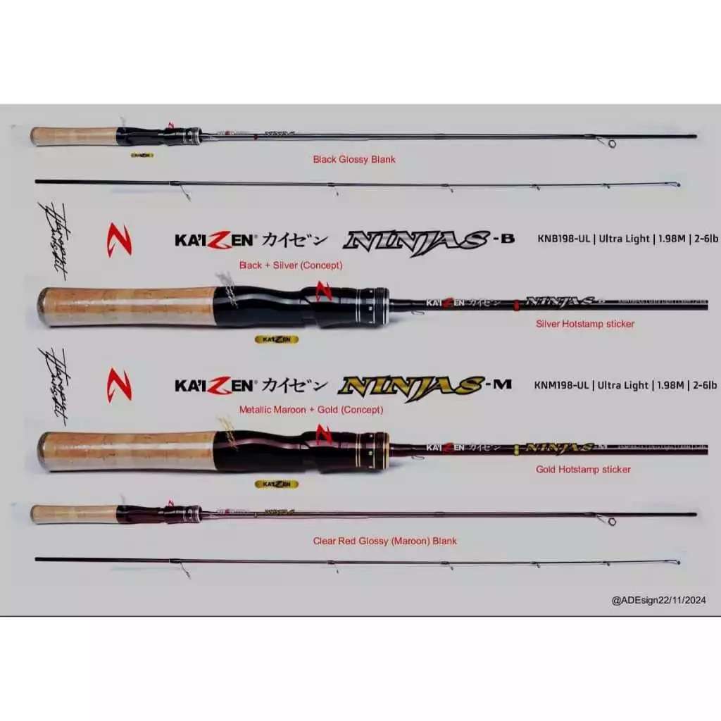 (TERMASUK PACKING PIPA) Joran Pancing Carbon Solid Ultra Light/Joran UL SPINNING KAIZEN Ninjas 198cm