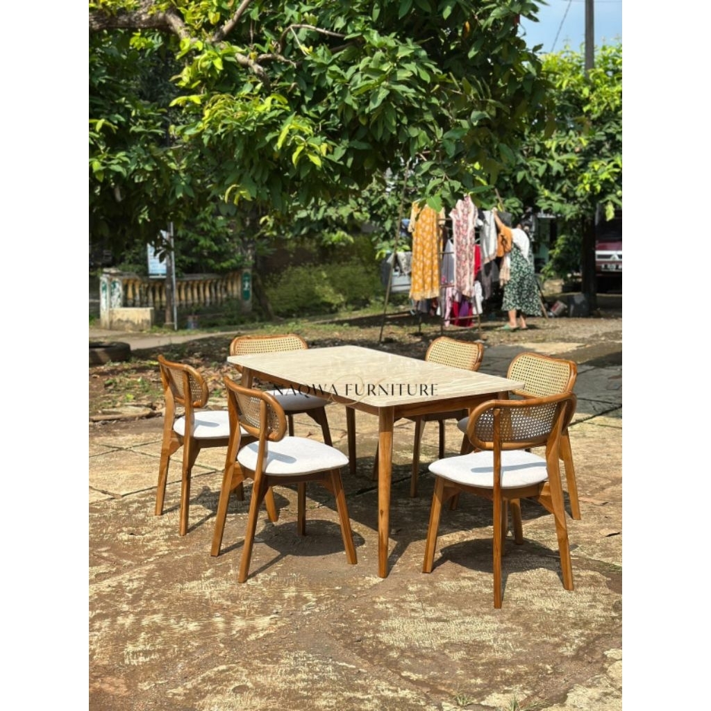 set meja makan marmer kursi 6 meja makan marmer