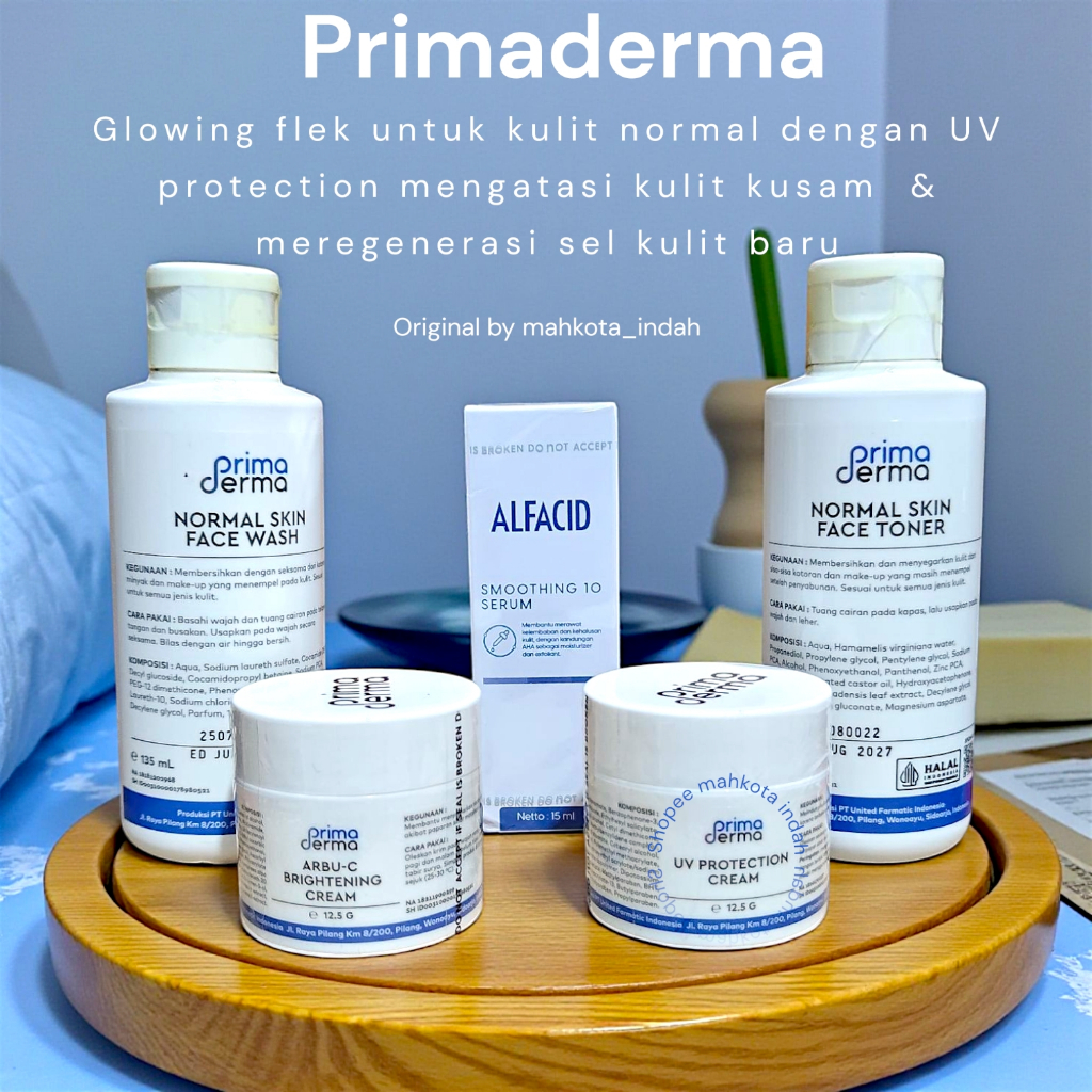 PRIMADERMA Paket Lengkap Kulit Normal / Flek Glowing Whitening Smooth Exploating With Serum SMOOTHIN