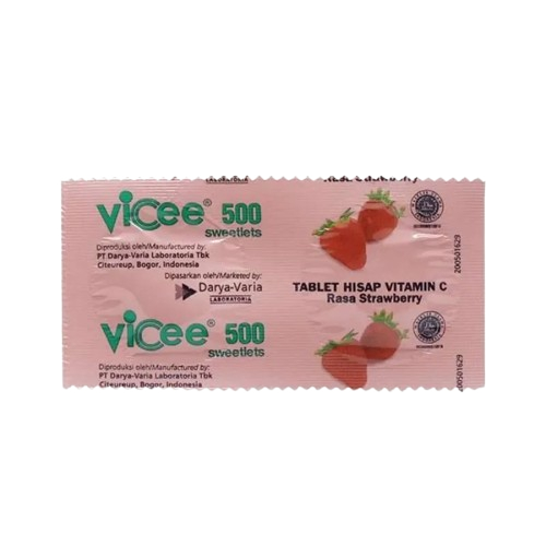 Vicee Strawberry 2X500mg (5278) 1 Box 100 Tablets