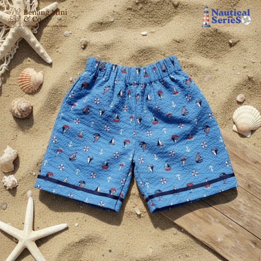 Benang Mini Little Navy Short - Celana Pendek Premium Anak Laki-laki 1-5 Tahun 100% Katun Nautical S