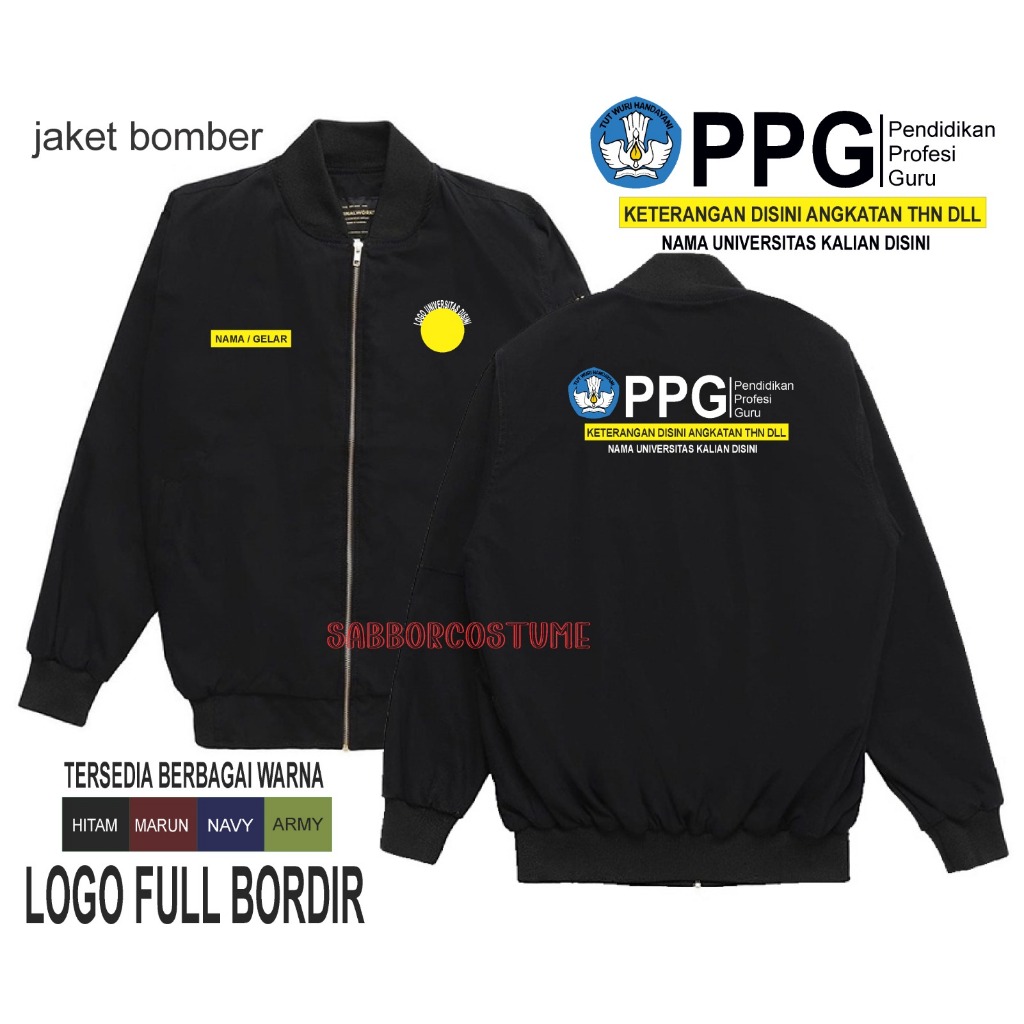 JAKET PPG BOMBER COSTUME BEBAS FULL BORDIR KOMPUTER