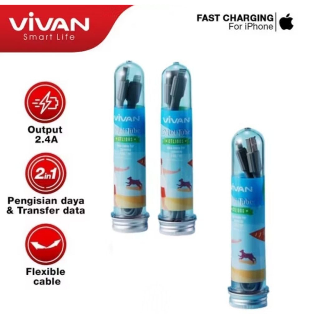 VIVAN KABEL DATA iphone CTL100S NEW 2.4A LIGHTNING IPHONE 100CM KABEL CHARGER FAST CHARGING vivan tu