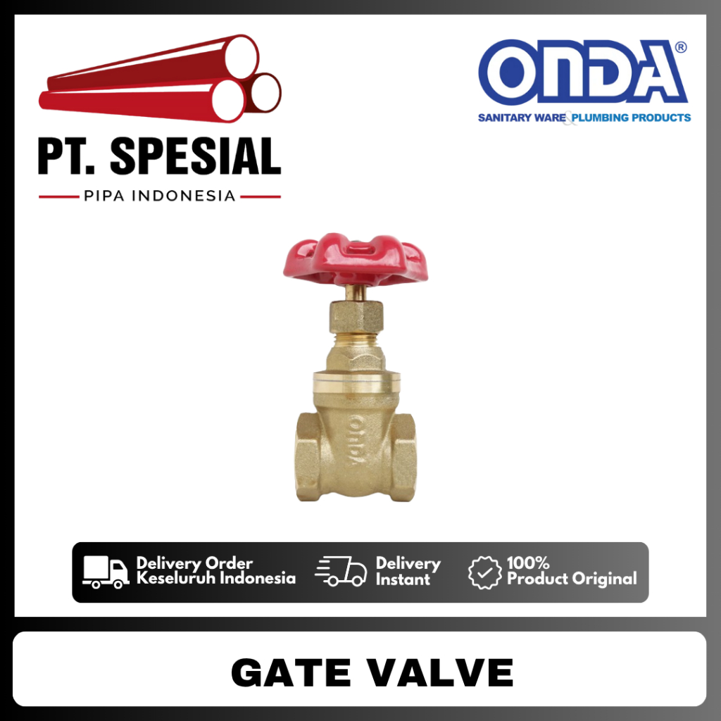 Gate Valve Onda 1-1/2" - 2" / Stop Kran Kuningan Onda / Gate Valve Kuningan Onda - 12