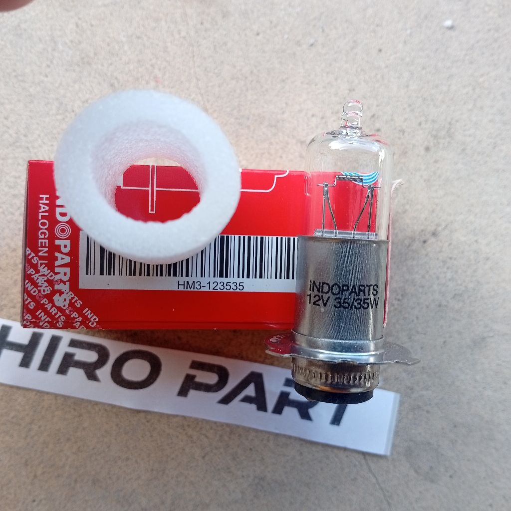 Original Bohlam Indoparts Halogen HM3-123535 – Lampu Depan Motor supra lama 12V - 35/35W K3 Kaki 3 -